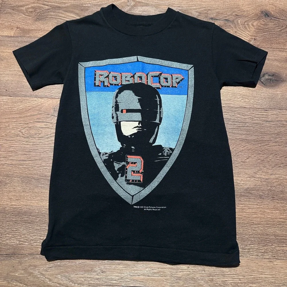 Vintage 1990 Anvil Black RoboCop 2 Graphic T Shirt Youth Large